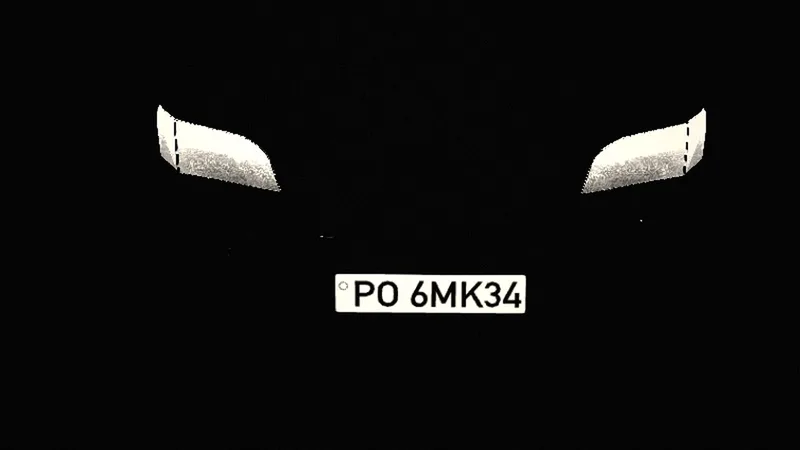 Close-up van hetzelfde kenteken in het beeld van een kentekencamera: PO 6MK34 scherp op zwart, ernaast de uitgebrande koplampen.
